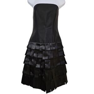 Gabalis Black Strapless Silk Dress Size 8 Layered Fairygoth‎ Whimsigoth Cocktail